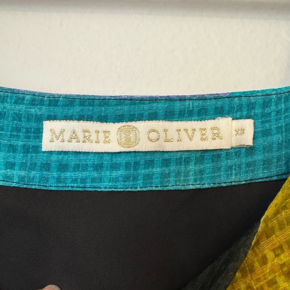 Marie Oliver Kaylee Puff-Sleeve Colorful Jewel Linen Silk Shift Dress- XS - Picture 7 of 10